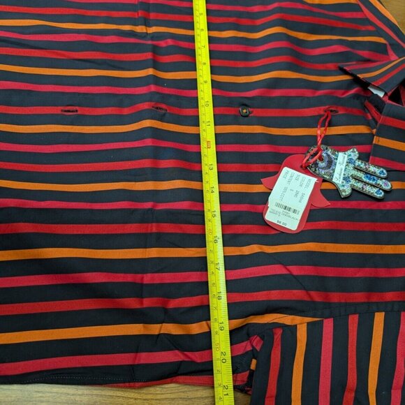 Luchiano Visconti Black Red Mens S Button up Shirt 2-Ply Mercerized Striped New - Picture 11 of 16